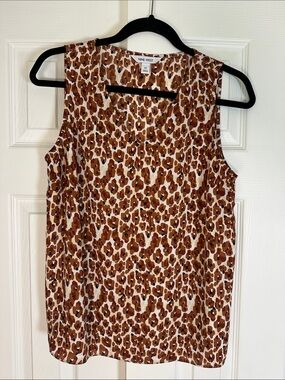 Nine West Leopard Print Tank Top in Brown and Cream